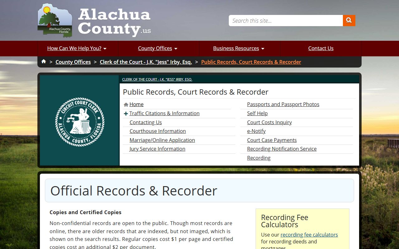 Alachua County divorce records source