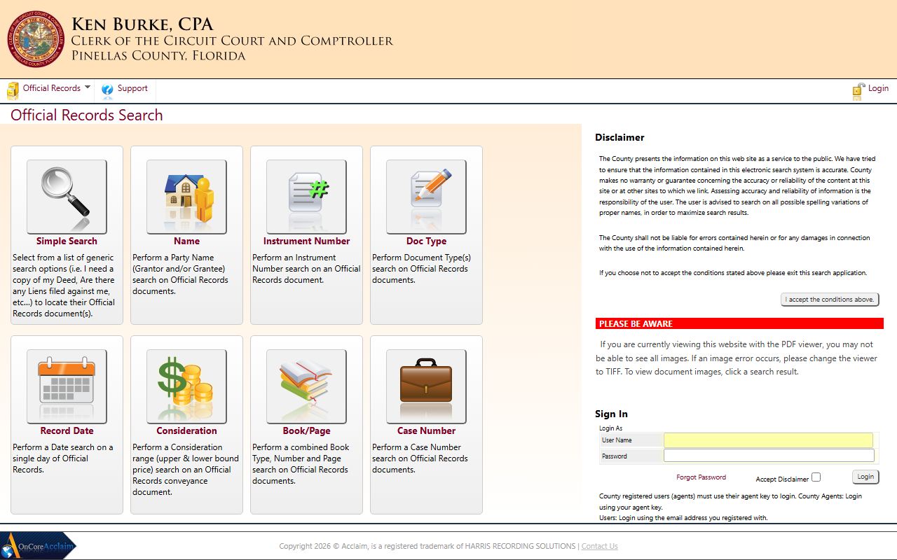 Pinellas County divorce records source